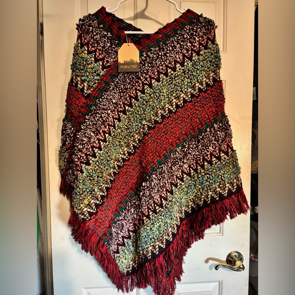 Colorful Mainstrip Poncho NWT- one size